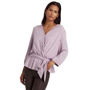 Lauren Ralph Lauren Women's Jersey Peplum Blouse Scottish Primrose Size Medium